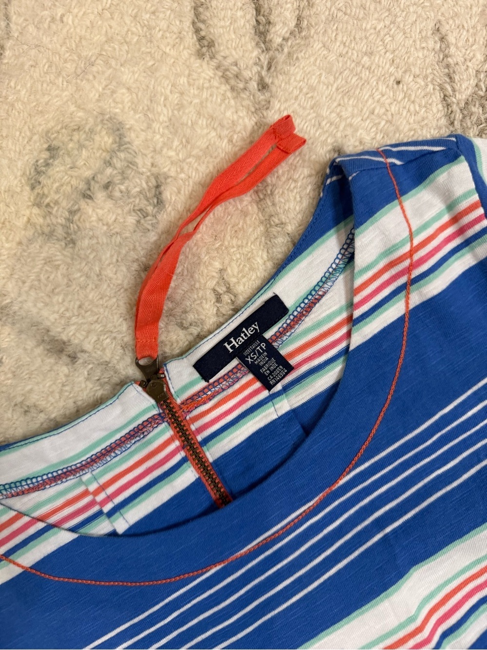 Hatley Blue Striped Cotton T-Shirt Dress | XS | Like New - Picture 3 of 8